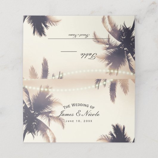 Cream Dream Palm Trees & Lights Table Platz Platzkarte (Außenseite Aufgefaltet)