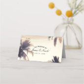 Cream Dream Palm Trees & Lights Table Platz Platzkarte (Vorderseite)