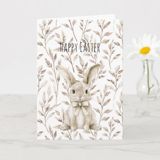Cream Easter Bunny Rabbit  Karte (Kleine Pflanze)