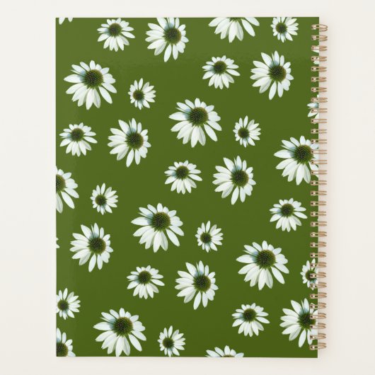 Cream Echinacea Grass Green Floral Pattern 2026 Planer (Rückseite)
