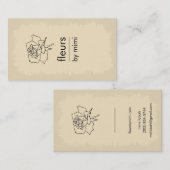 Cream Ecru Visitenkarte mit Rose (Vorne/Hinten)