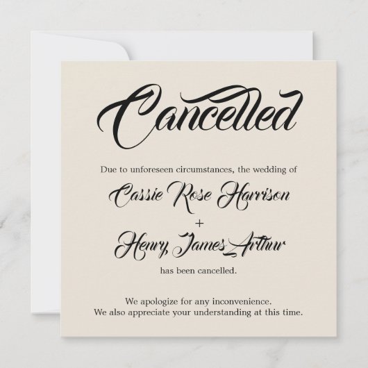 Cream Elaborate Cancale Wedding Ankündigung (Vorderseite)