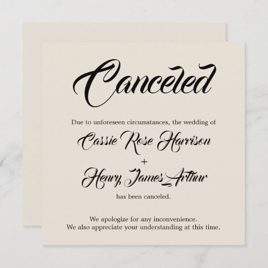 Cream Elaborate Cancale Wedding Ankündigung (Vorne/Hinten)