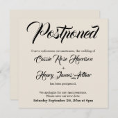 Cream Elaborate Postpected Wedding Ankündigung (Vorne/Hinten)