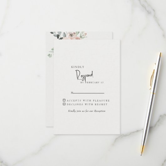 Cream Elegant Blush Floral Wedding RSVP Karte (Vorderseite/Rückseite Beispiel)