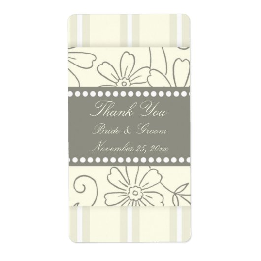 Cream Elegant Floral Wedding Labels (Vorne)