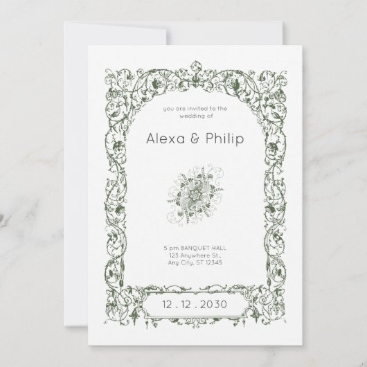 Cream Elegant Vintage indische Hochzeit Einladung (Vorderseite)