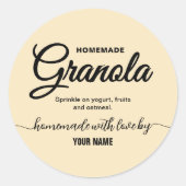 Cream Elegantes Script, hausgemachte Granola-Label Runder Aufkleber (Vorderseite)