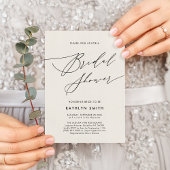 Cream Elegantes Script Modernes einfaches Brautpar Einladung