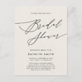 Cream Elegantes Script Modernes einfaches Brautpar Einladungspostkarte (Vorderseite)