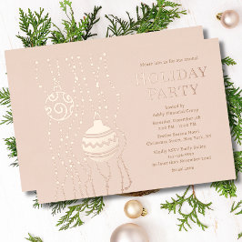 Cream Elegantes Weihnachts-Party Corporate Holiday Folieneinladung