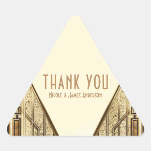 Cream Elfenbein Gold 20er Art Deco Gatsby Glam Hoc Dreieckiger Aufkleber