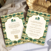 Cream Emerald Elephant All in One Indian Wedding Einladung