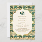 Cream Emerald Gold Elephant Indian Brautparty Einladung (Vorderseite)