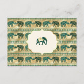 Cream Emerald Gold Elephant Indian Wedding Details Begleitkarte (Rückseite)