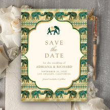 Cream Emerald Gold Elephant Indian Wedding Foto
