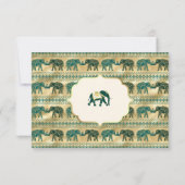 Cream Emerald Green Gold Elephant Indian Wedding RSVP Karte (Rückseite)