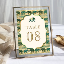 Cream Emerald Green Gold Elephant Indian Wedding
