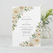 Cream Ethereal Bloom Hochzeit Einladung (Stehend Vorderseite)