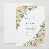 Cream Ethereal Bloom Hochzeit Einladung (Vorne/Hinten)