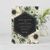 Cream Ethereal Bloom Wedding Einladung (Stehend Vorderseite)