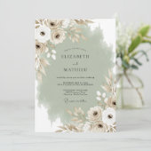 Cream Ethereal Blossom Hochzeit Einladung (Stehend Vorderseite)