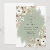 Cream Ethereal Blossom Hochzeit Einladung (Vorne/Hinten)