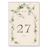 Cream Eucalyptus Wreath Monogram Wedding Tischnummer (Vorderseite)