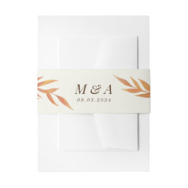 Cream Fall Leaf Elegant Monogram Wedding Einladungsbanderole