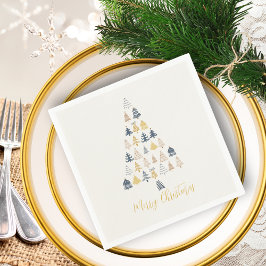 Cream Festive Playful Doodles Weihnachtsbaum Serviette