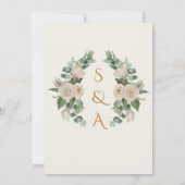 Cream Floral Arabisch Englisch muslimische Hochzei Einladung (Rückseite)