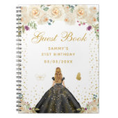 Cream Floral Blonde Hair Princess Gästebuch Notizblock (Vorderseite)