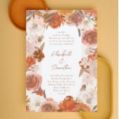 Cream Floral Bouquet Abundance White Wedding Einladung