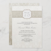 Cream Floral Damask Hochzeitstag Einladung (Vorne/Hinten)