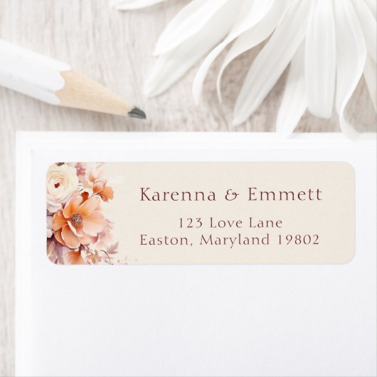 Cream Floral Fall Baby Dusche Rücksendeadresse (Insitu)