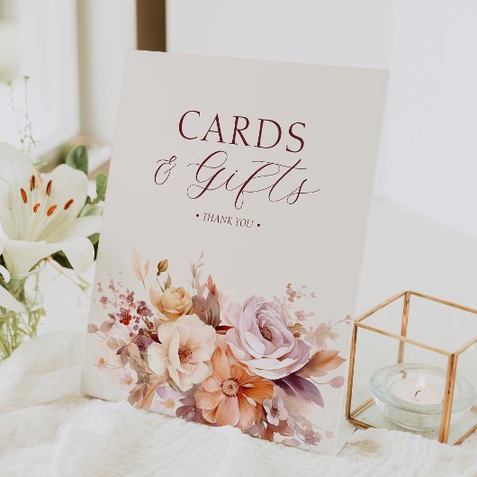 Cream Floral Fall Baby Shooting Cards & Geschenke Sockelschild