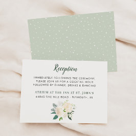 Cream Floral Greenery Bouquet Hochzeitsempfang Begleitkarte