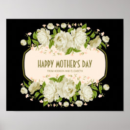 Cream Floral Happy Mother Day Sign Poster