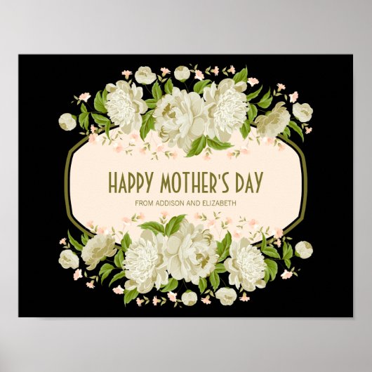 Cream Floral Happy Mother Day Sign Poster (Vorne)