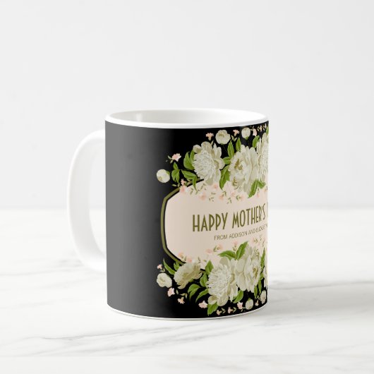 Cream Floral Happy Mother's Day Tasse (Vorderseite Links)
