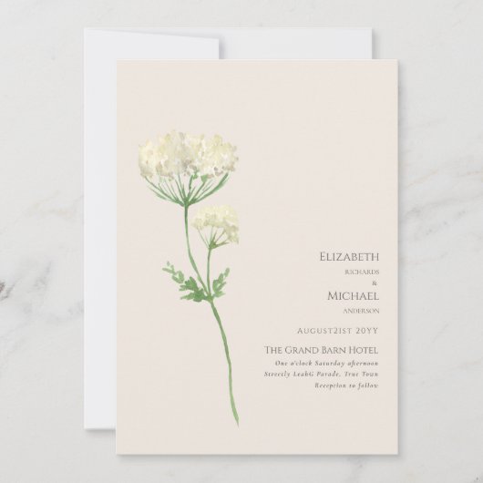 Cream Floral Minimalistisch Elegante Hochzeiten Ei Einladung (Vorderseite)