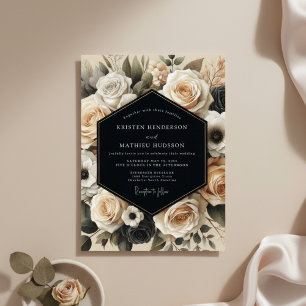 Cream Floral Nocturne Hochzeit Einladung