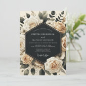Cream Floral Opulente Hochzeit Einladung (Stehend Vorderseite)