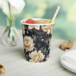 Cream Floral Peony Modernes Elegantes Pappbecher