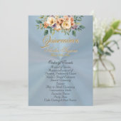 Cream Floral Quinceanera Program - Pastel Blue Programm (Stehend Vorderseite)