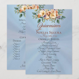 Cream Floral Quinceanera Program - Pastel Blue Programm