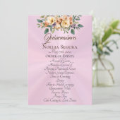 Cream Floral Quinceanera Program - Pastel Pink Programm (Stehend Vorderseite)