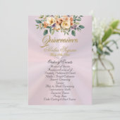 Cream Floral Quinceanera Program - Pastel Pink Programm (Stehend Vorderseite)