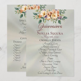 Cream Floral Quinceanera Program - Pastel Sage Programm