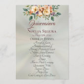 Cream Floral Quinceanera Program - Pastel Sage Programm (Vorderseite)